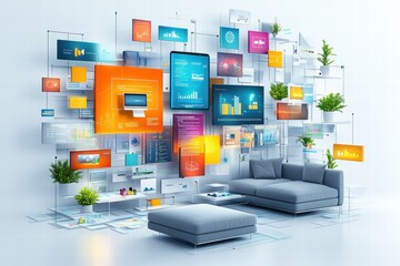 Modern Digital Workspace with Innovative Technology and Graphics