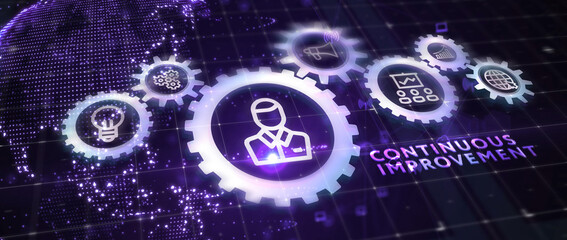 Business, technology, internet and network concept. Virtual screen of the future and sees the inscription: Continuous improvement. 3d illustration