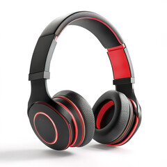 Stylish black and red wireless headphones with ergonomic design
