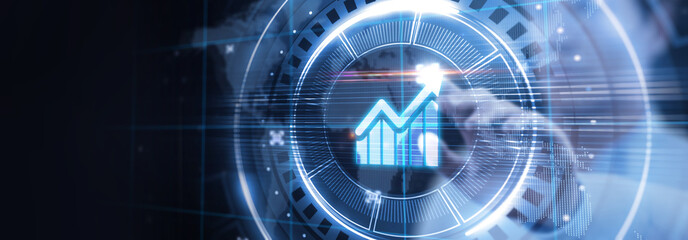 Business, Technology, Internet and network concept. Financial Graph. Stock Market chart. Forex Investment.