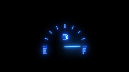 Fuel gauge nearly full with red indicator. Fuel gauge level indicator with fuel nozzle and drop. Empty Tank. Fuel gauge indicating nearly empty. 4K VIDEO. - Powered by Adobe
