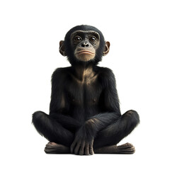Naklejka premium Pensive Chimpanzee Reflecting Amidst Nature's Curiosities