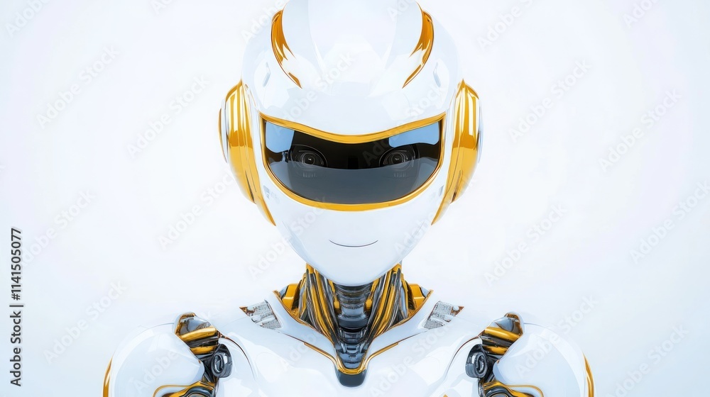 Aufkleber futuristic robot with a sleek design and friendly expression.