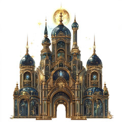 Obraz premium majestic celestial palace with intricate architecture and cosmic elements