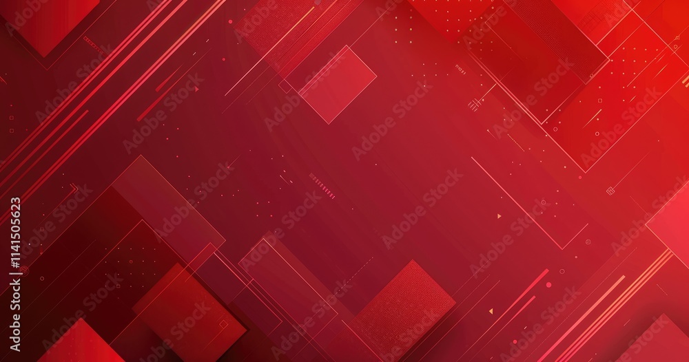Poster abstract red geometric background with layered shapes and lines for design purposes.