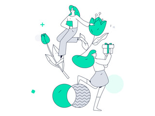 3.12 International Women's Day professional women flat character vector concept operation hand drawn illustration
