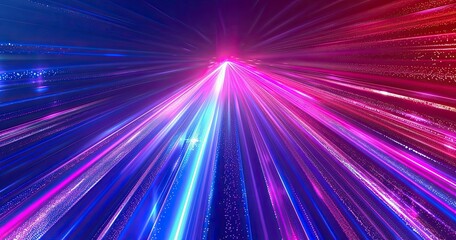 Obraz premium A vibrant burst of colorful light rays creating a dynamic, energetic atmosphere.