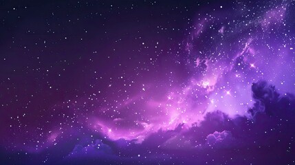 Obraz premium A vibrant cosmic scene filled with purple hues and twinkling stars in a night sky.