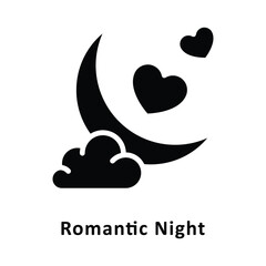 Romantic Night Vector Gylph Icon. Eps 10 File