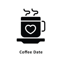 Coffee Date Vector Gylph Icon. Eps 10 File