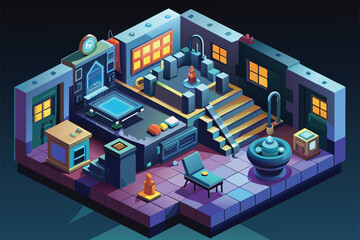 Explore a customizable escape room layout filled with unique puzzles and engaging challenges for players Escape room Customizable Isometric Illustration