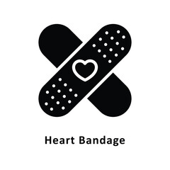 Heart Bandage Vector Gylph Icon. Eps 10 File