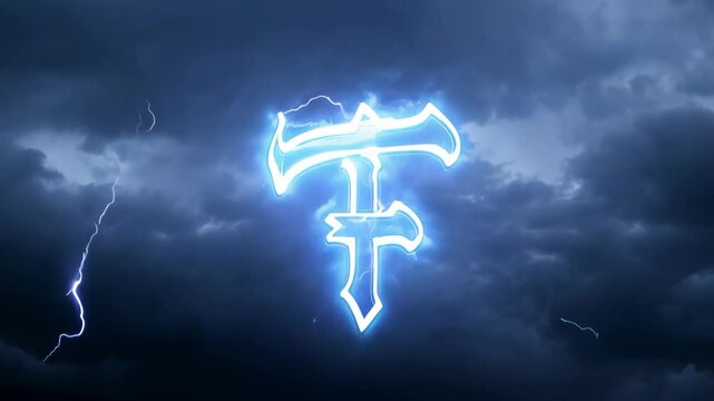 Mysterious glowing shape seen in dark stormy clouds creating a captivating spectacle in the evening sky