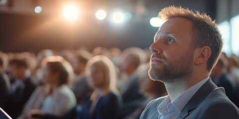 Man speaking in public gathering
