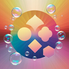 Abstract colorful background PNG Gradient bubble geometric shape cut out element set.