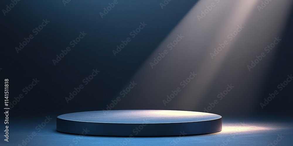 Poster minimalist podium with smooth edges and dramatic lighting for studio presentation or display on a gr