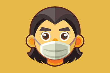 A colorful emoji illustrating a person wearing a face mask for health protection Face mask emoji Customizable Disproportionate Illustration