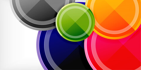 Abstract background - multicolored circles, trendy minimal geometric design, vector illustration
