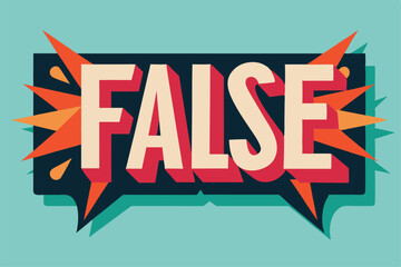 A vibrant graphic displays the bold word false surrounded by colorful bursts on a teal backdrop Farm animal set