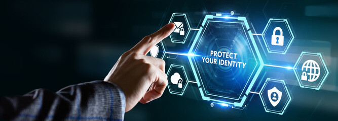 Cyber security data protection business technology privacy concept. Protect your identity on the...