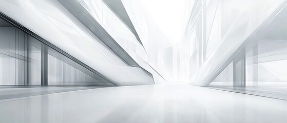 Modern white and grey technology background design with futuristic architecture elements for web layouts, posters, and banners