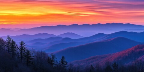 Fototapeta premium Mountain Range Sunset