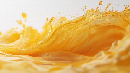 Vibrant Splash of Yellow Liquid in Motion Against Bright Background
