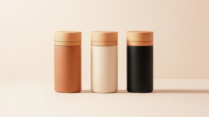 Stylish modern containers indoor setting product photography minimalist design close-up view
