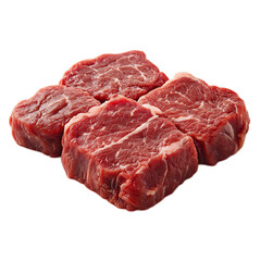 Succulent Raw Beef Steak Cuts on White Background