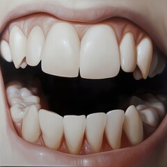 Hyperrealistic Close-up of an Open Mouth with Teeth