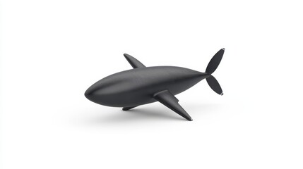 Obraz premium A sleek, minimalist 3D model of a black fish, designed with smooth curves and fins, showcasing modern digital aesthetics.