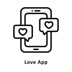 Love app vector Outline Icon. Eps 10 File