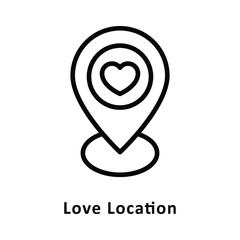 Love Location vector Outline Icon. Eps 10 File
