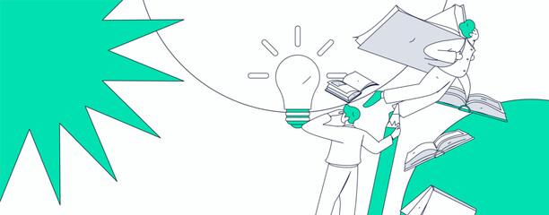 Education and learning people flat vector concept hand drawn illustration
