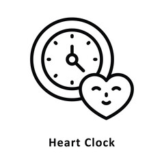 Heart Clock vector Outline Icon. Eps 10 File