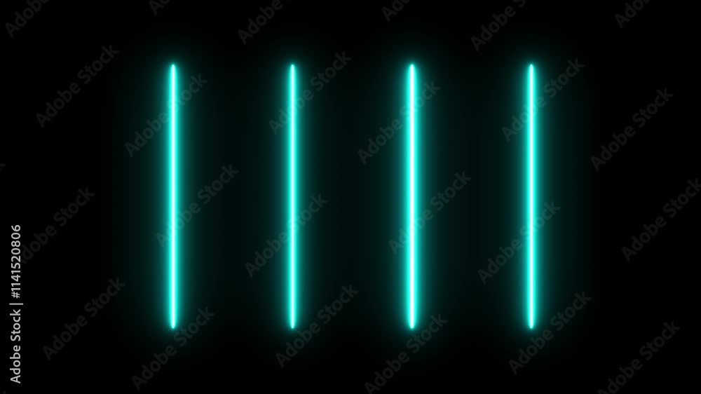 Poster abstract neon line icon animation glowing line light effect icon on black background