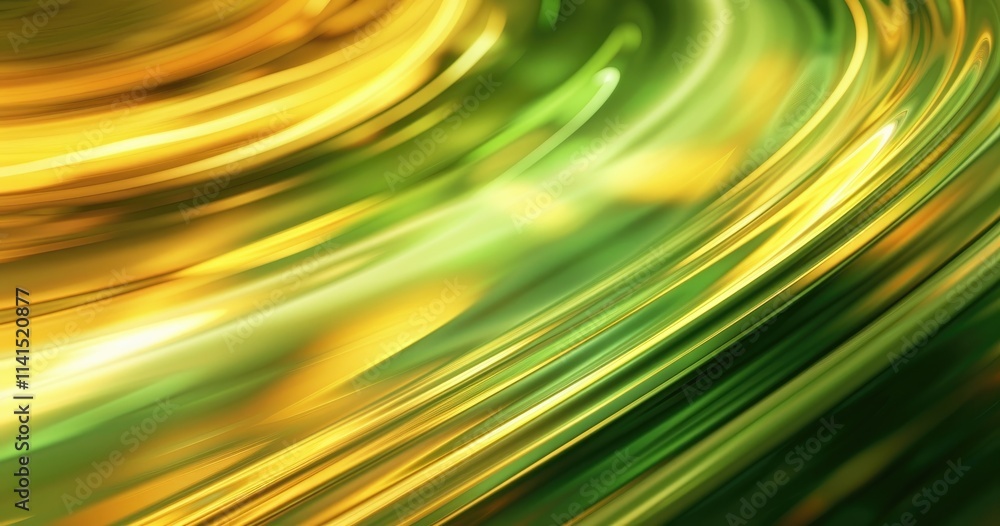 Poster a vibrant swirl of green and gold colors creating a dynamic, abstract pattern.