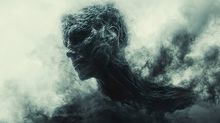 Ethereal Smoke Portrait: A Dark and Dreamlike Figure