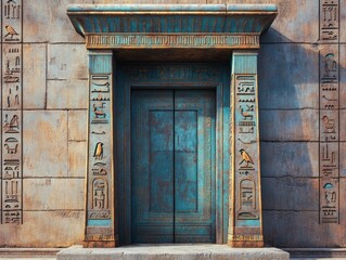 Egyptian door with hieroglyphics