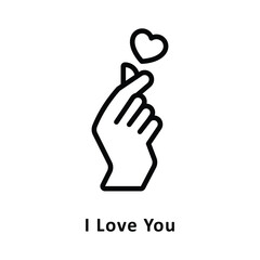 I Love You vector Outline Icon. Eps 10 File