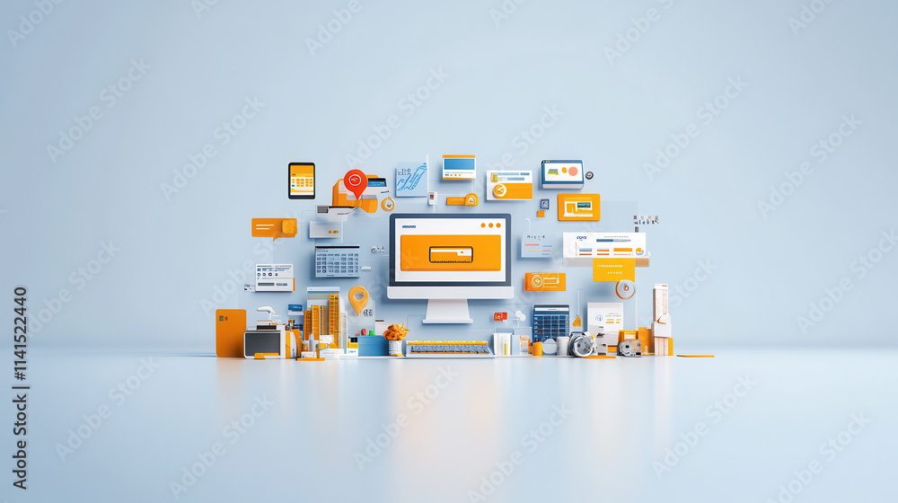Poster digital payment gateway with layers of encryption and various icons