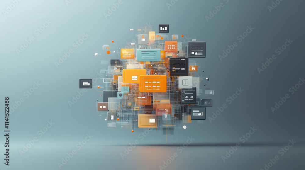 Poster digital payment gateway with layers of encryption and data visualization