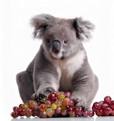 Illustration of a koala holding a grape