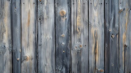 Naklejka premium Close-up of weathered grey wood texture with visible grain and natural patterns, rustic wooden surface background for interior design, craft projects, home decor, and creative visual content