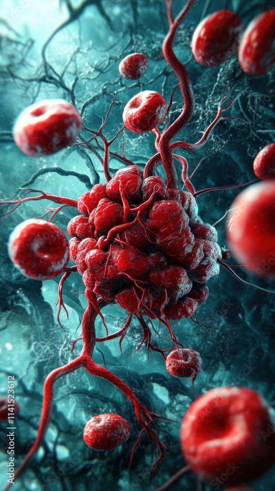 Poster scientific illustration of cellular structures exploring the functions of the microscopic world