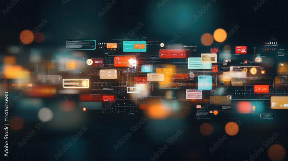 Aufkleber futuristic digital payment interface with glowing elements and data