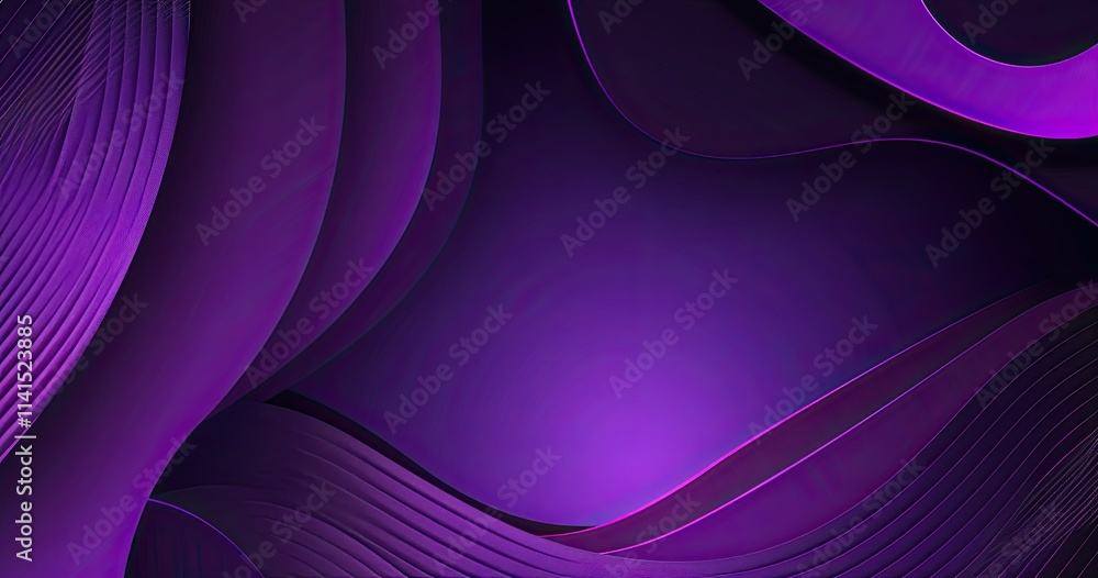 Poster abstract purple waves with smooth curves and gradients creating a modern design.