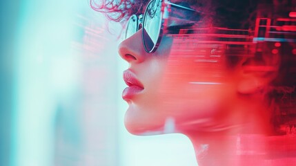 Abstract Self-Portrait Featuring Mirrored Reflections and Vibrant Colors Capturing Modern Aesthetic and Identity Exploration