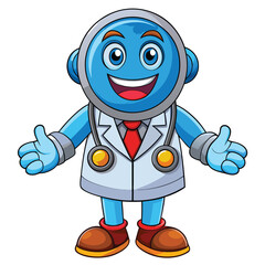 Digital Doc Mascot with Hand, Legs, and Smiley Face in Cartoon Style – Multiple Poses