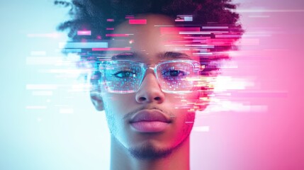 Abstract Self-Portrait with Mirrored Reflections Highlighting Digital Effects and Unique Visual Elements